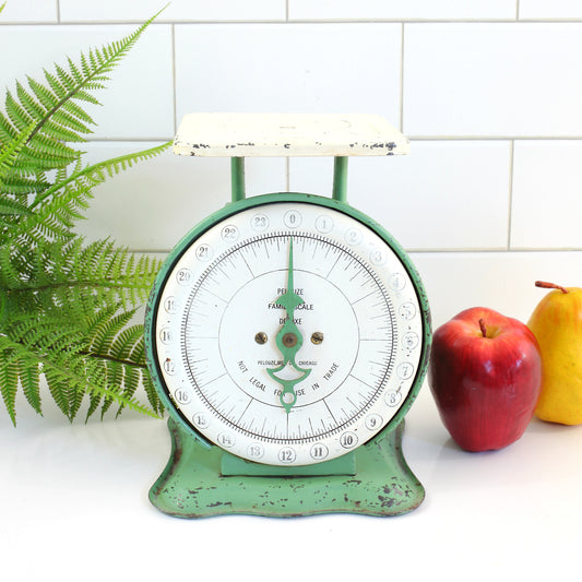 SOLD - Vintage Green Pelouze Kitchen Scale