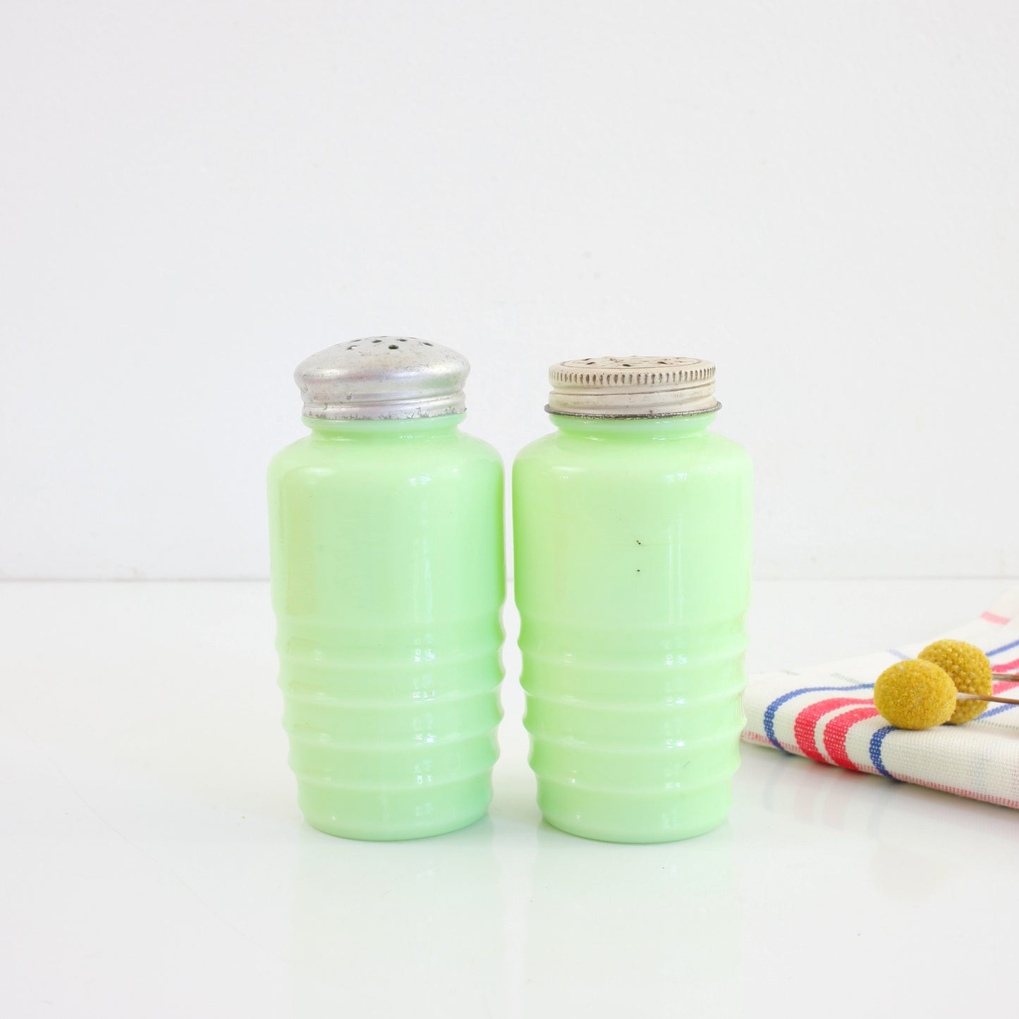 SOLD - Vintage Jeanette Jadeite Salt and Pepper Shakers