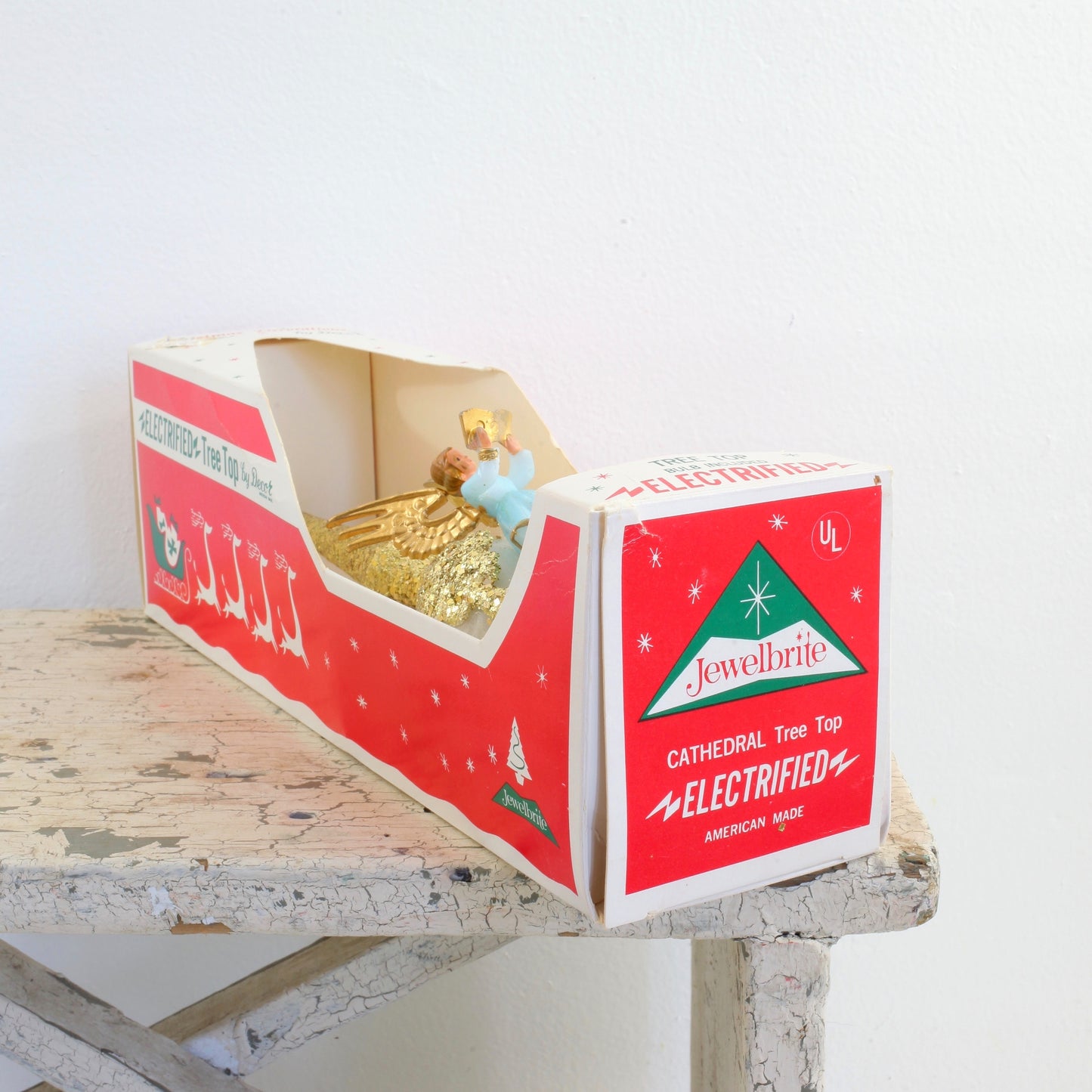 SOLD - Mid Century Jewelbrite Light-Up Angel Christmas Tree Topper