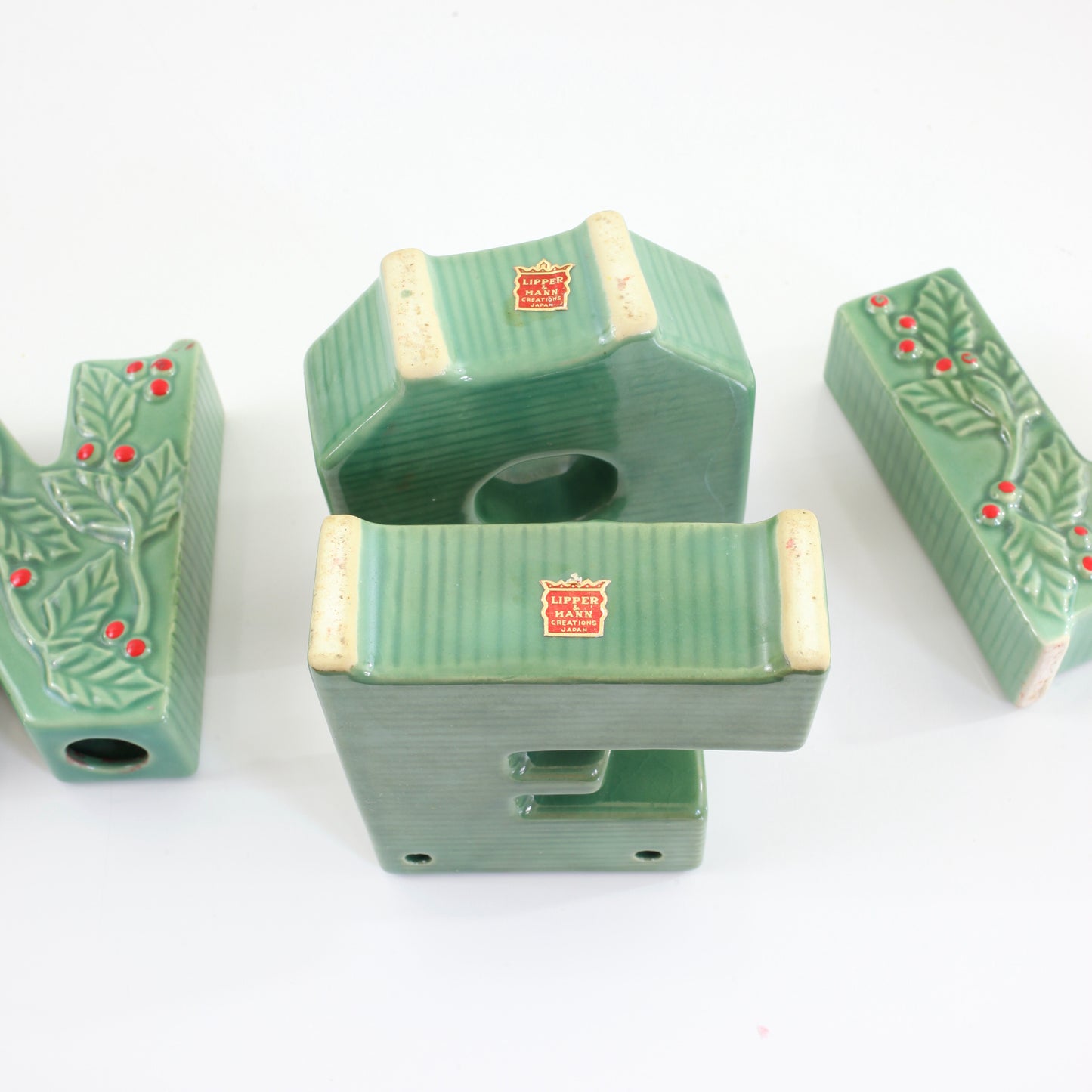 SOLD - Vintage 1950s Lipper & Mann Noel Christmas Candle Holders