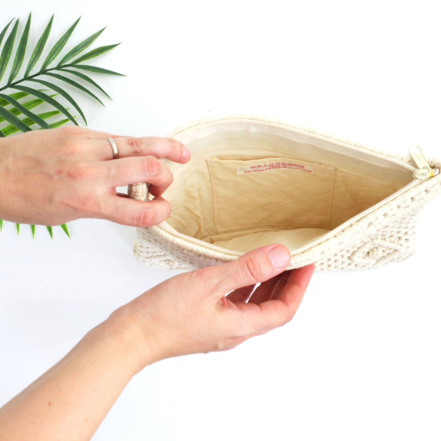 SOLD - Vintage Macrame Wristlet Purse