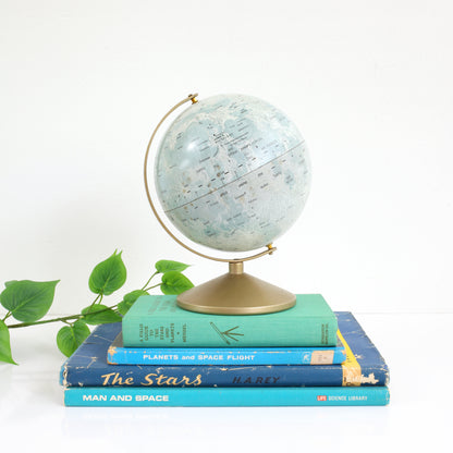 SOLD - Mid Century Metal Lithograph Moon Globe Bank by Replogle