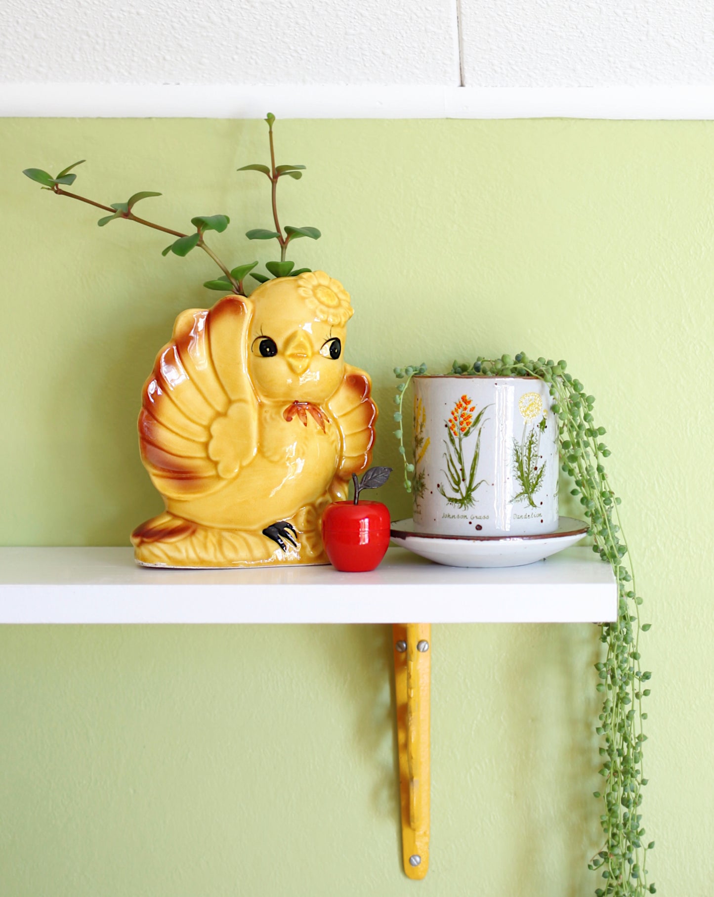 SOLD - Vintage Kitschy Yellow Bird Planter