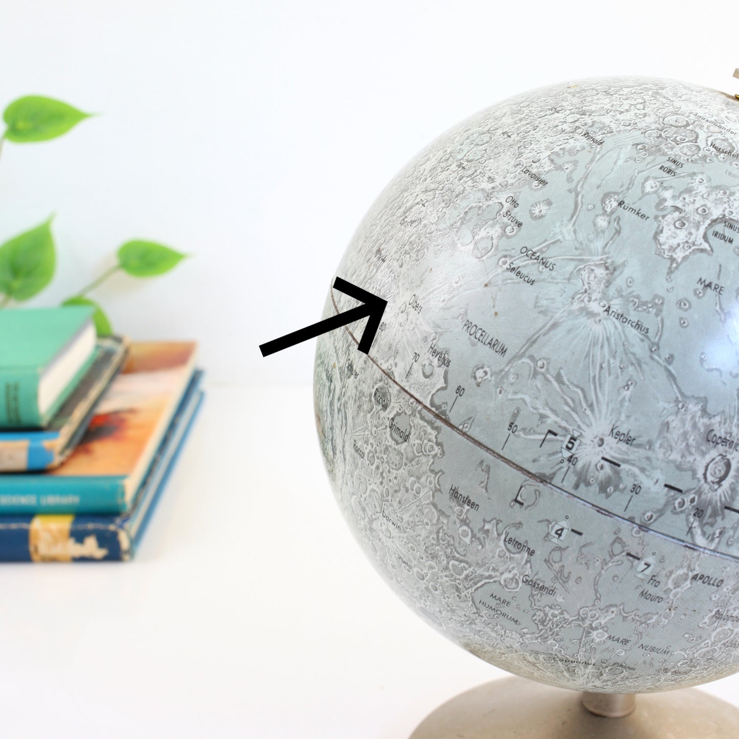 SOLD - Vintage Mid Century Metal Lithograph Moon Globe by Replogle