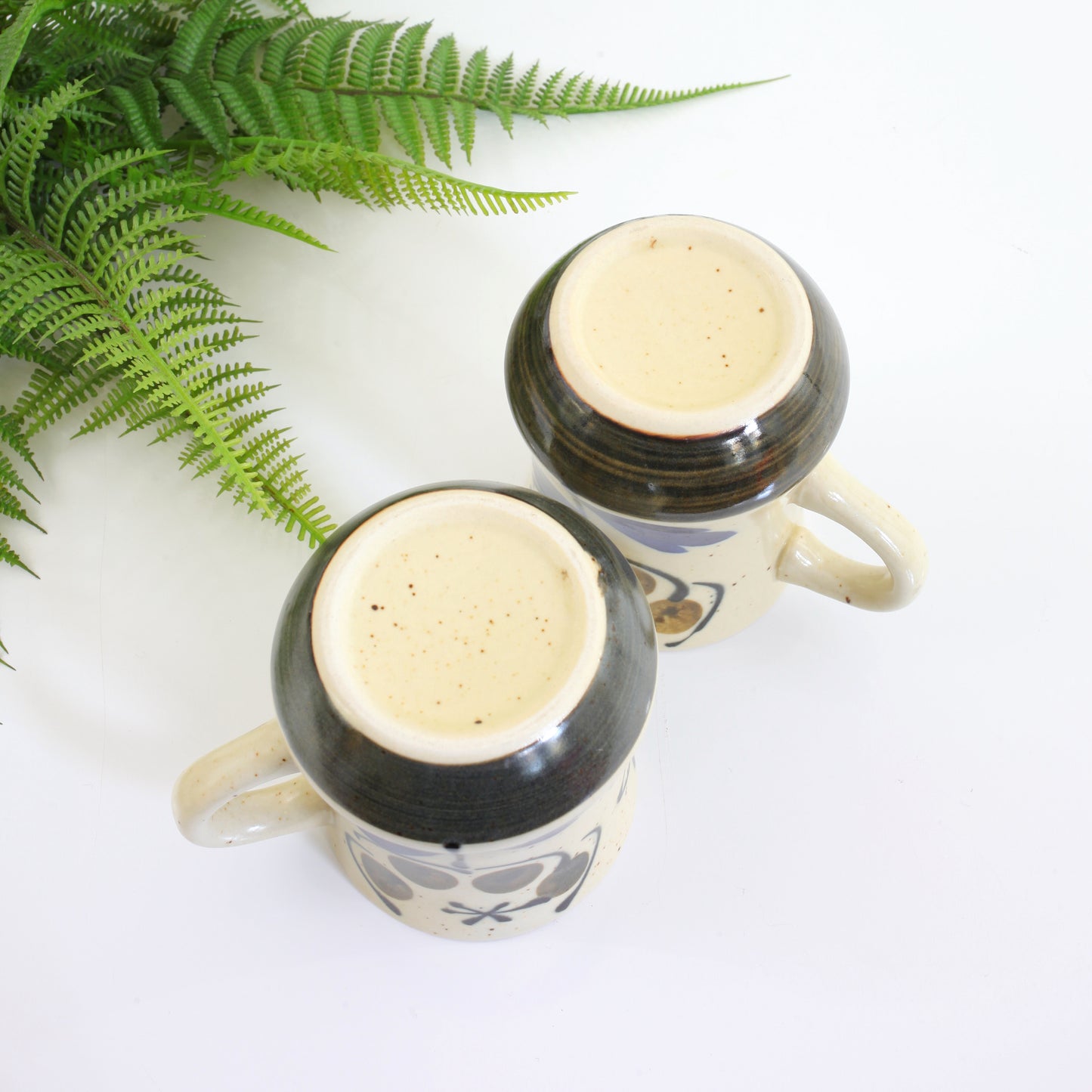 SOLD - Vintage Stoneware Flower Mugs