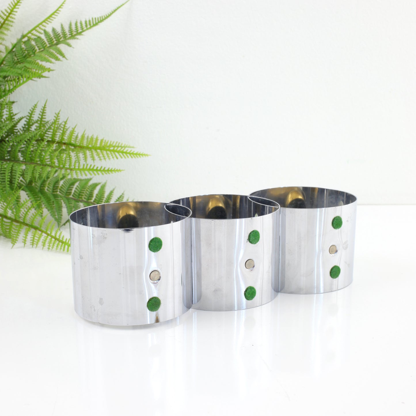 SOLD - Mid Century Silver & Brass Triple Loop Candle Holder