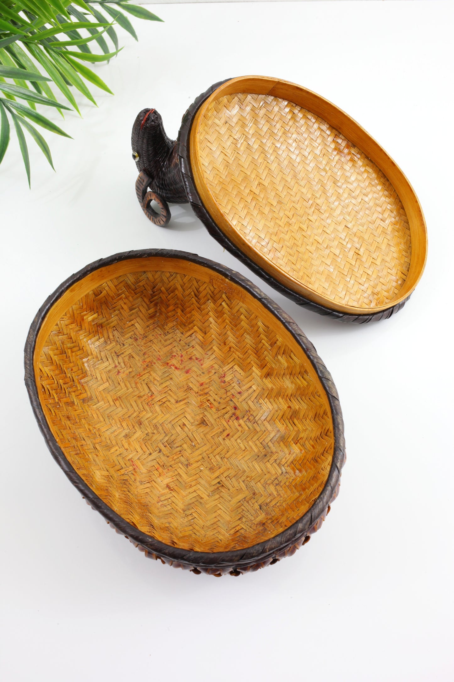 SOLD - Vintage 1970s Wicker Ram Basket