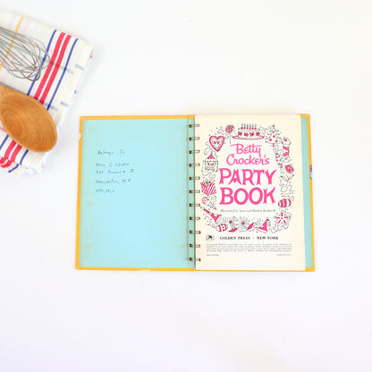 SOLD - Betty Crocker's Party Book / Vintage 1960 Spiral Bound Cookbook *Free US Shipping*