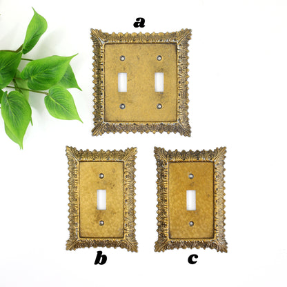 Mid Century Brass Switch Plate Covers / Vintage Gold Metal Light Switch Covers