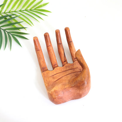 SOLD - Vintage Hand Carved Wooden Hand Catch-All