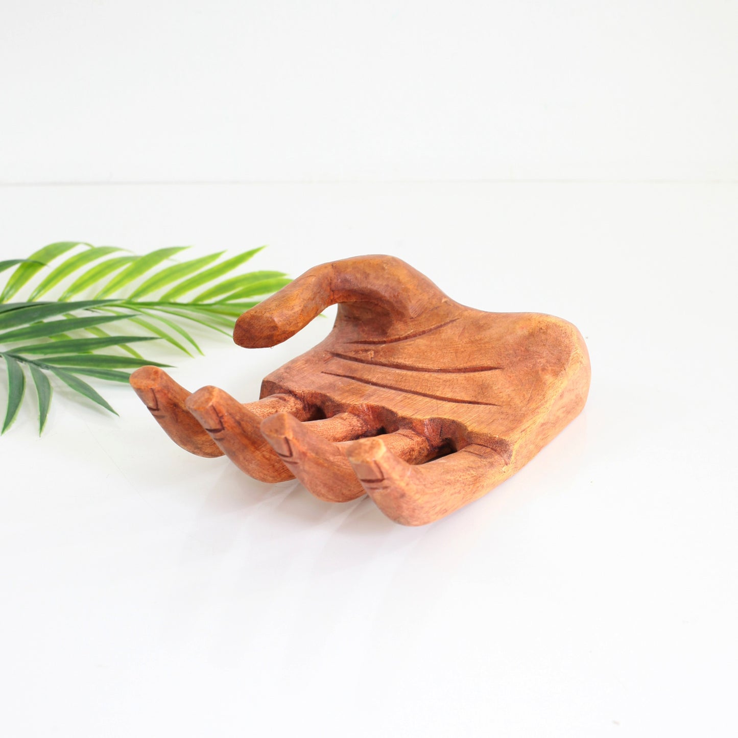 SOLD - Vintage Hand Carved Wooden Hand Catch-All