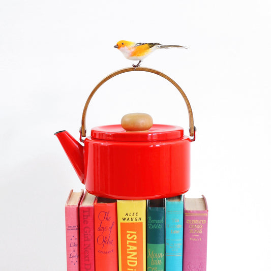 SOLD - Vintage Red Enamel Tea Kettle