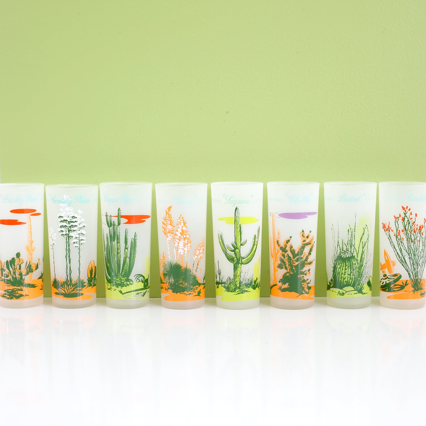 SOLD - Vintage Blakely Frosted Cactus Glasses