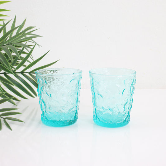 SOLD - Mid Century Modern Aquamarine Lido Glasses by Anchor Hocking