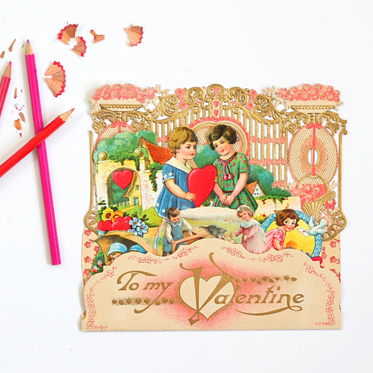 Antique Fold Out Valentine from Germany // To My Valentine