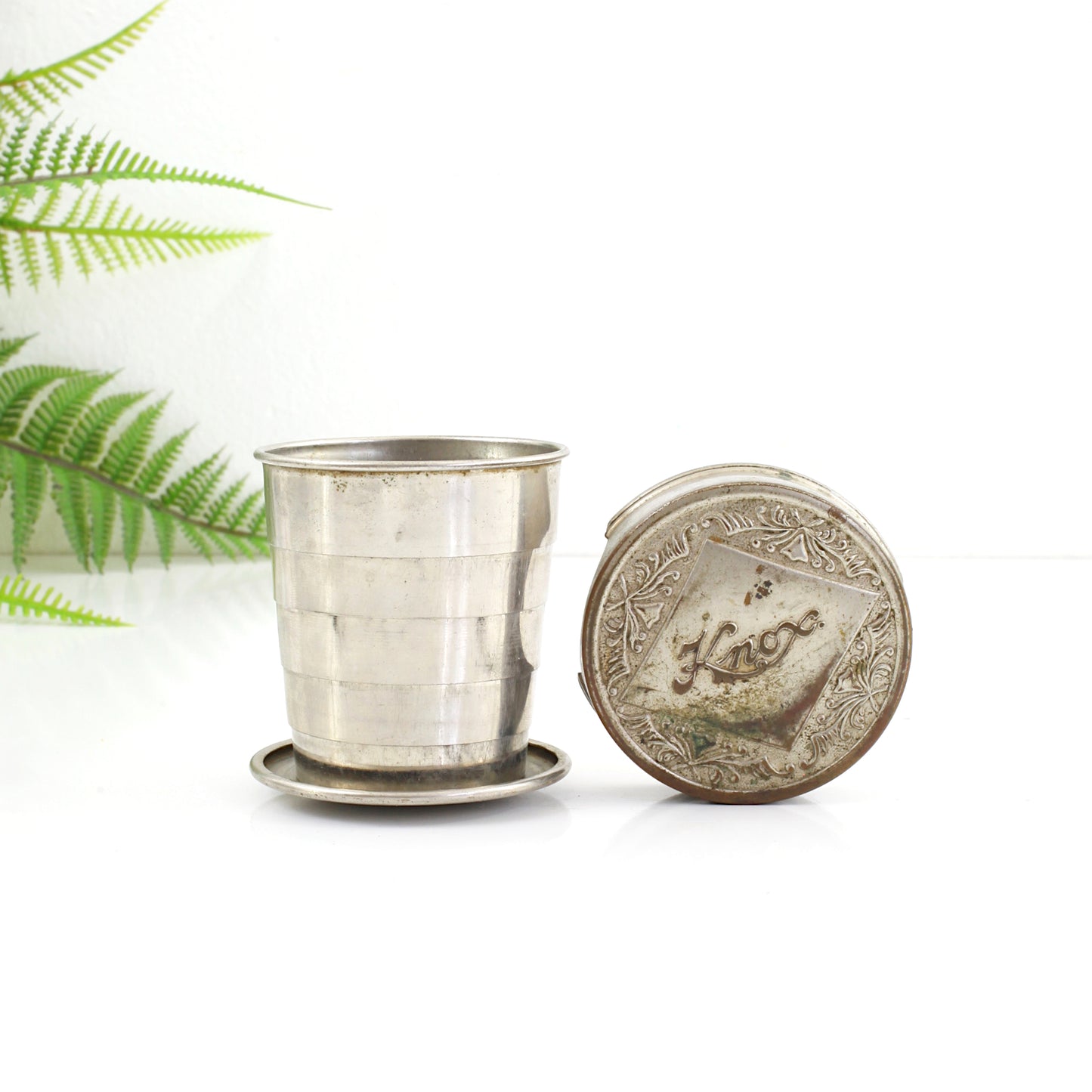 SOLD - Antique Knox Silver Collapsible Travel Cup