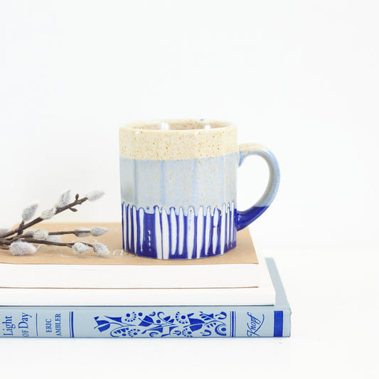 SOLD - Vintage Blue Striped Pottery Mug