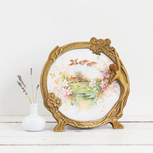 SOLD - Vintage Brass Art Nouveau Picture Frame