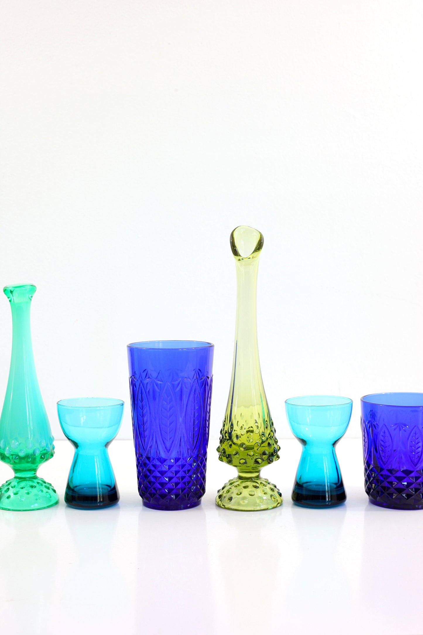 SOLD - Mid Century Modern Green Glass Hobnail Vase