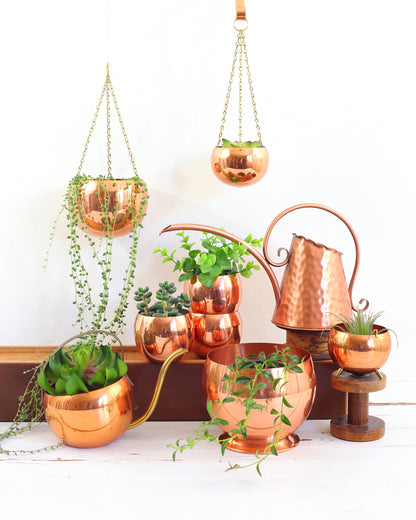 SOLD - Vintage Footed Hanging Copper Planter by Coppercraft Guild