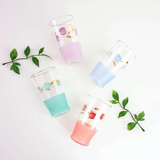 SOLD - Mid Century Pastel Tulip Drinking Glasses