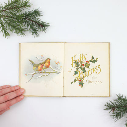 SOLD - Holly Berries From Dickens / 1898 Christmas Book *Free US Shipping*