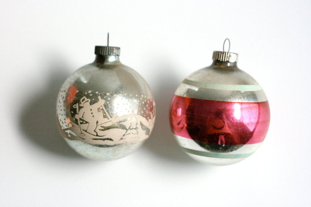 SOLD - Mid Century Shiny Brite Mercury Glass Ornaments
