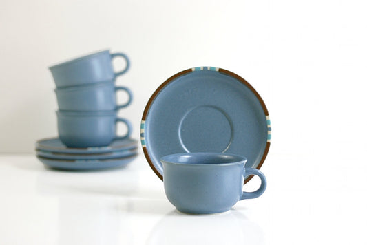 SOLD - Vintage Dansk Mesa Sky Blue Cups and Saucers