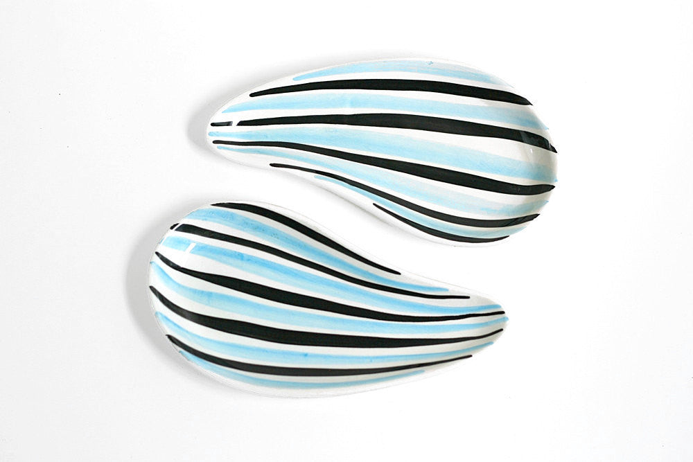 SOLD - Mid Century Modern Asymmetrical Stripe Dishes Made in Italy