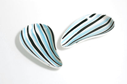 SOLD - Mid Century Modern Asymmetrical Stripe Dishes Made in Italy