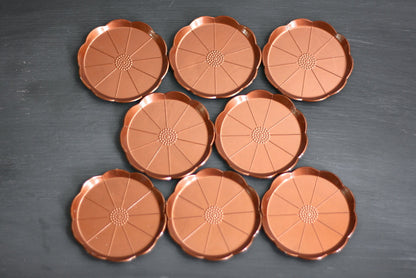 SOLD - Vintage Copper Flower Plastic Drink Coasters and Storage Box - The Jewel Box Coasters by Steeds