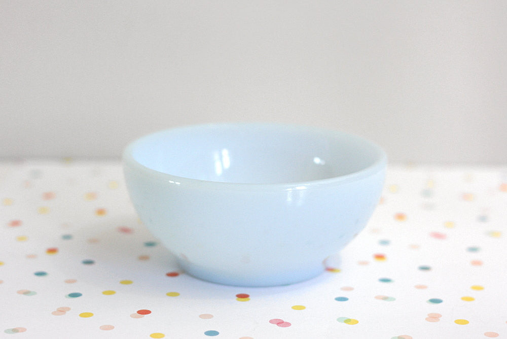 SOLD - Mid Century Fire King Pale Blue Azurite Chili Bowl