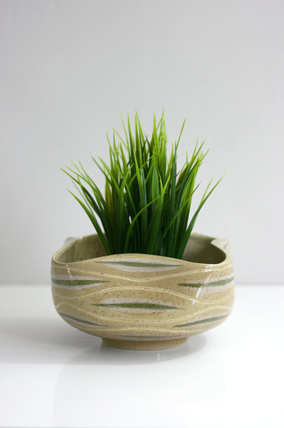 SOLD - Mid Century Modern Red Wing Pottery Bowl - Sgraffito Line by Charles Murphy