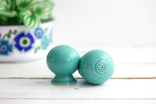 SOLD - Vintage Turquoise Fiestaware Salt and Pepper Shakers