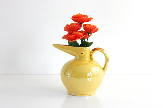 SOLD - Mid Century Modern Lusterware Bird Pitcher with 22k Gold Trim