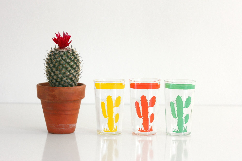 SOLD - Vintage Homer Laughlin Hacienda Cactus Go Along Optic Glasses