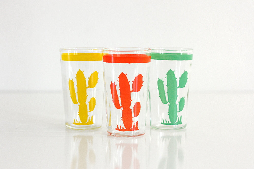 SOLD - Vintage Homer Laughlin Hacienda Cactus Go Along Optic Glasses