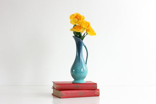 SOLD - Vintage Mid Century Modern Blue Ombre Drip Glaze Vase