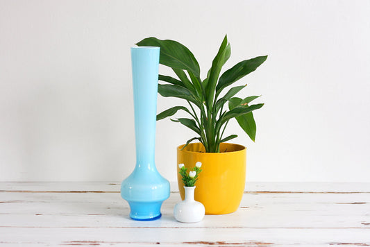 SOLD - Mid Century Modern Italian Empoli Sky Blue Cased Glass Vase