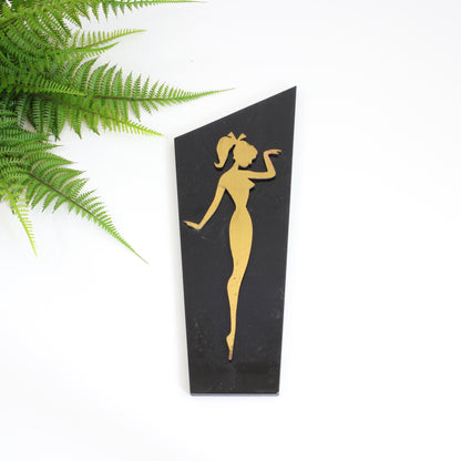 SOLD - Kitschy Vintage Brass & Resin Lady Wall Decor