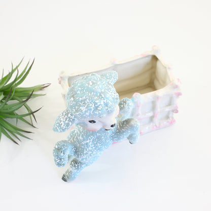 SOLD - Kitschy Vintage Splatter Glaze Lamb Planter
