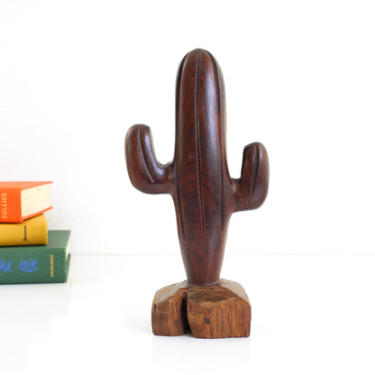 Vintage Carved Wood Cactus