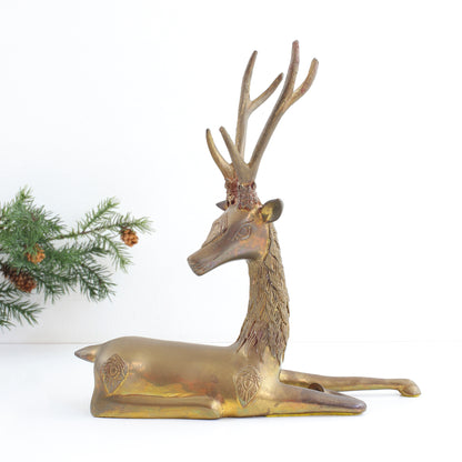SOLD - Mid Century XL Brass Reindeer