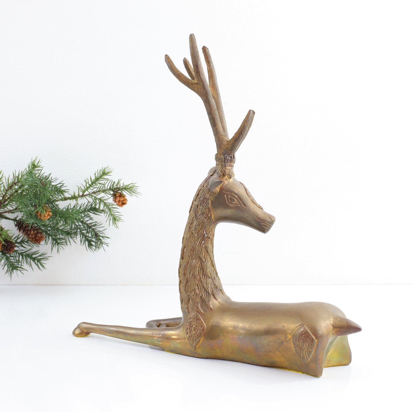 SOLD - Mid Century XL Brass Reindeer