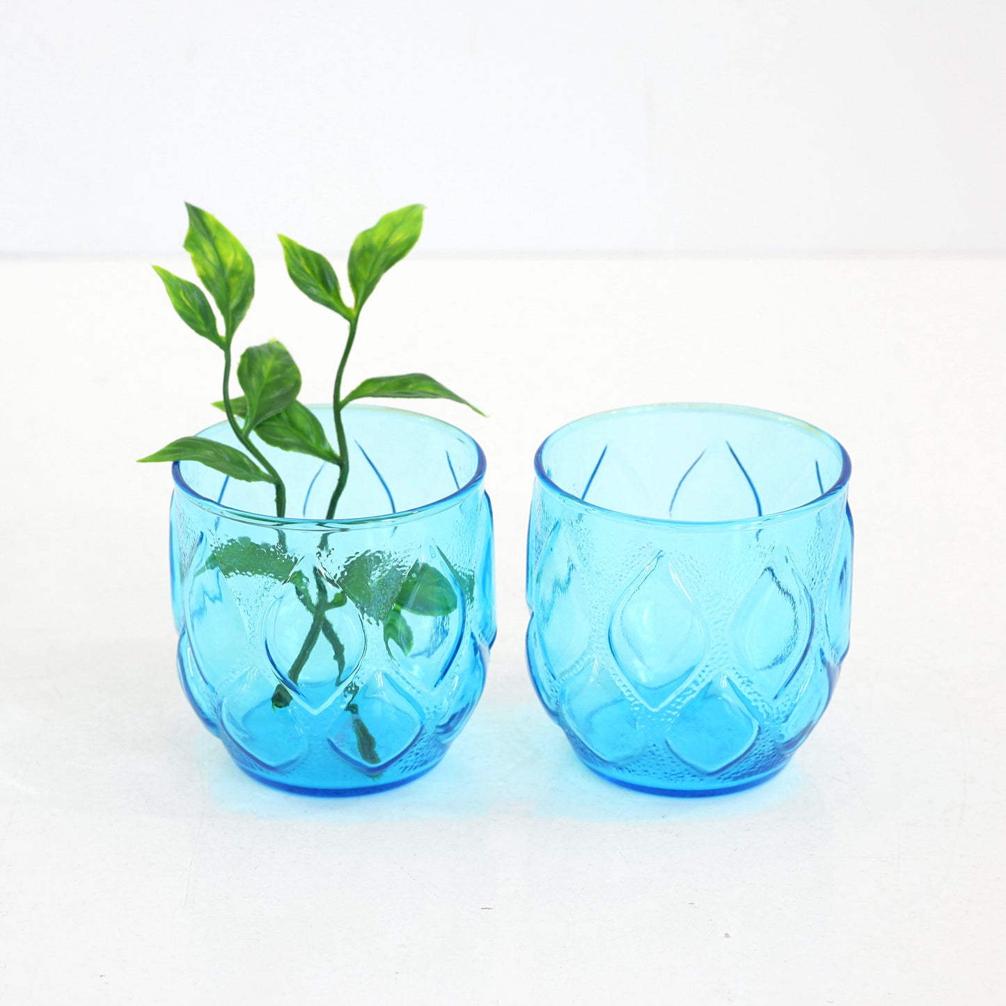 SOLD - Mid Century Modern Turquoise Blue Madrid Glasses by Anchor Hocking