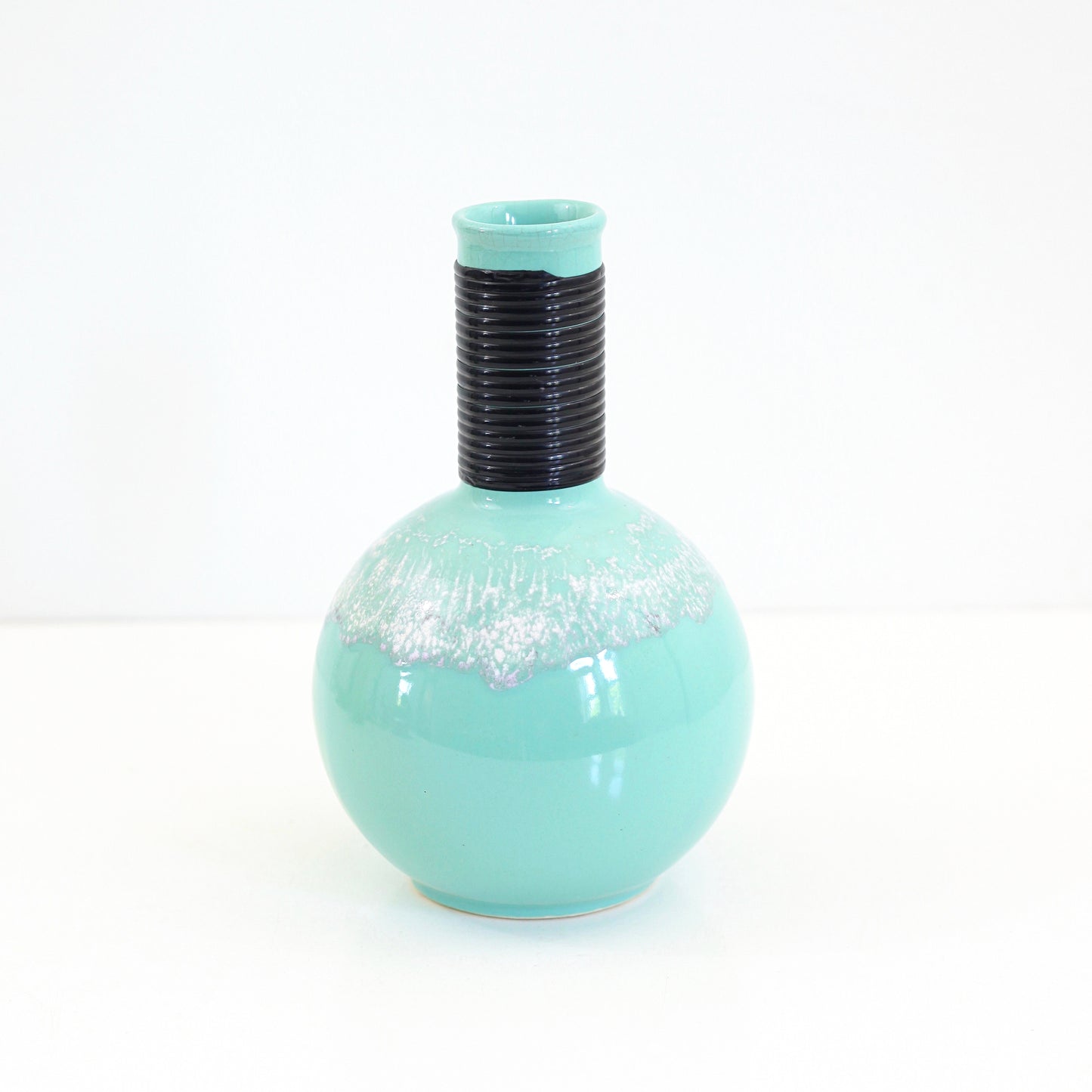 SOLD - Mid Century Aqua Drip Glaze Vase