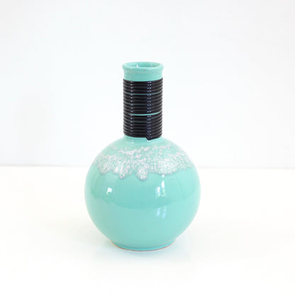 SOLD - Mid Century Aqua Drip Glaze Vase