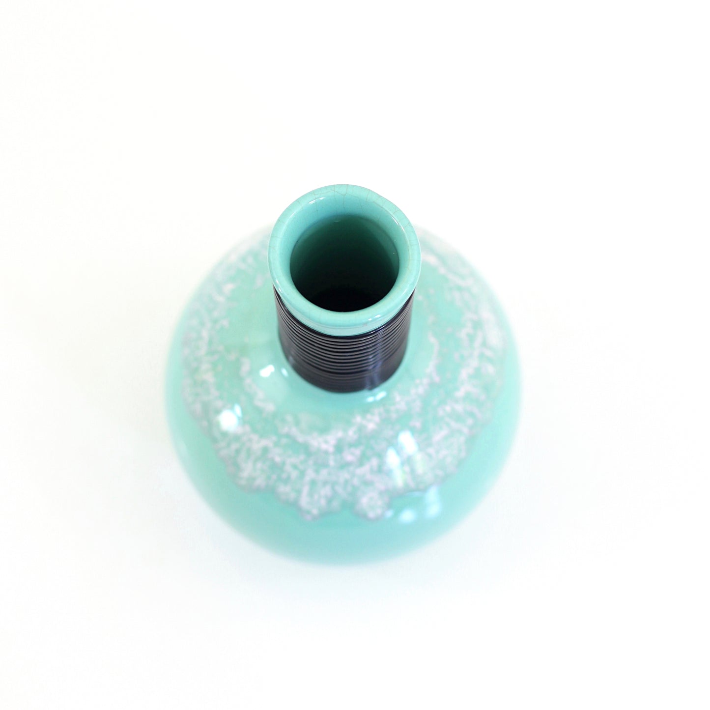 SOLD - Mid Century Aqua Drip Glaze Vase