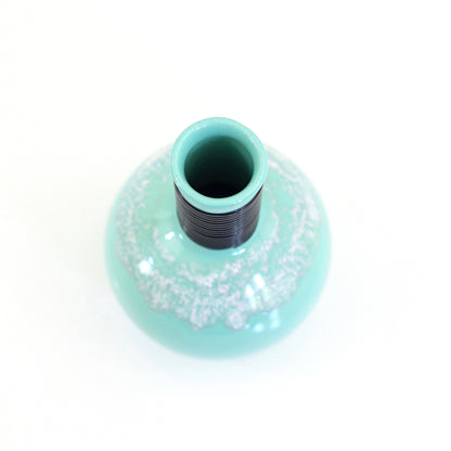 SOLD - Mid Century Aqua Drip Glaze Vase