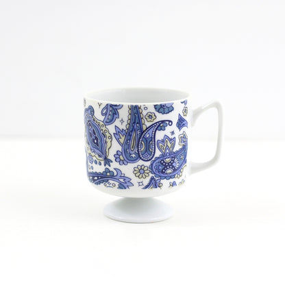 SOLD - Mid Century Blue Paisley Pedestal Mug